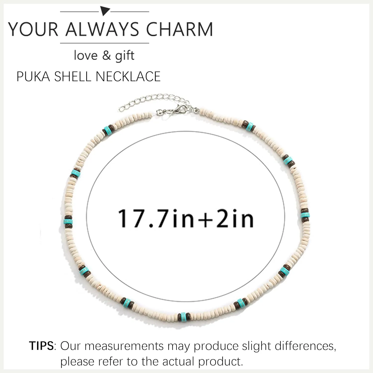 Puka Shell Necklace Men Beaded Necklace for Men Beach Surfer Necklaces Jewelry Beach Vacation Essentials Summer Mens Necklaces