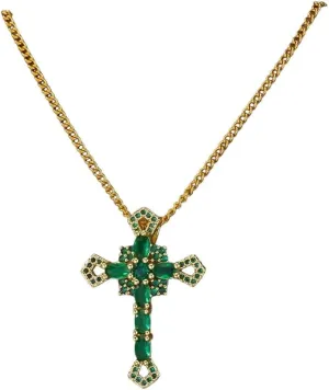 Punk Green Jesus Cross Pendant Necklaces For Women Colorful Stainless Steel Cross Necklace Party Christmas Wedding Jewelry Gift VHM4311