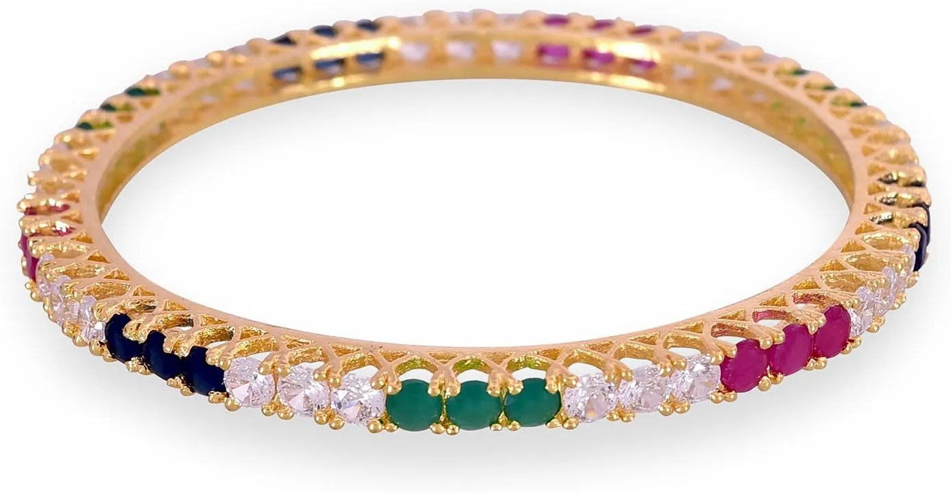Ratnavali Jewels Bangles CZ Zirconia Multi Color Diamond Designer Bollywood Wedding Bracelet Jewelry Women