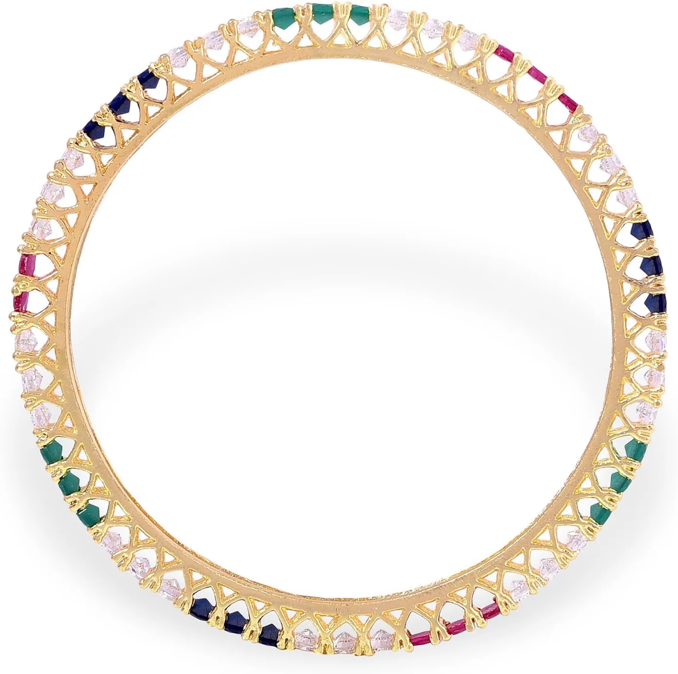 Ratnavali Jewels Bangles CZ Zirconia Multi Color Diamond Designer Bollywood Wedding Bracelet Jewelry Women