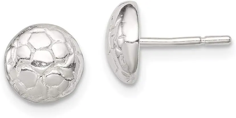 Real 925 Sterling Silver Soccer Ball Mini Studs Earrings - 7mm x 6mm