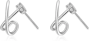Reffeer Solid 925 Sterling Silver Letter X Cuff Earrings for Women Teens CZ X Wrap Earrings Piercing Studs Earrings