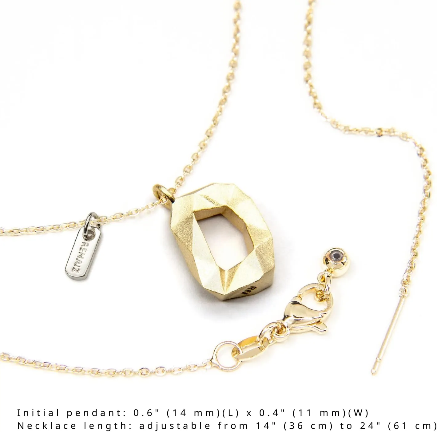 Renaiz Geometric Gold Initial Necklaces for Women, Trendy Low Poly Letter Necklace in 14K Real Gold Plated, Chain 14"-24", Unique Gold/Silver A-Z Pendant, Personalized Name Necklace for Women Gift