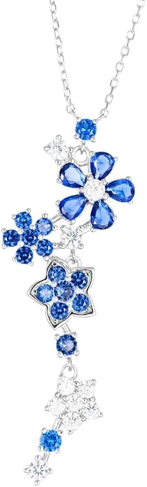 REYMEY Moissanite Pendant Necklace for Women | Flower & Star Pendant Necklace Design | Sterling Silver Earring |Surprise for her for Valentines, Birthdays, Anniversaries, Christmas