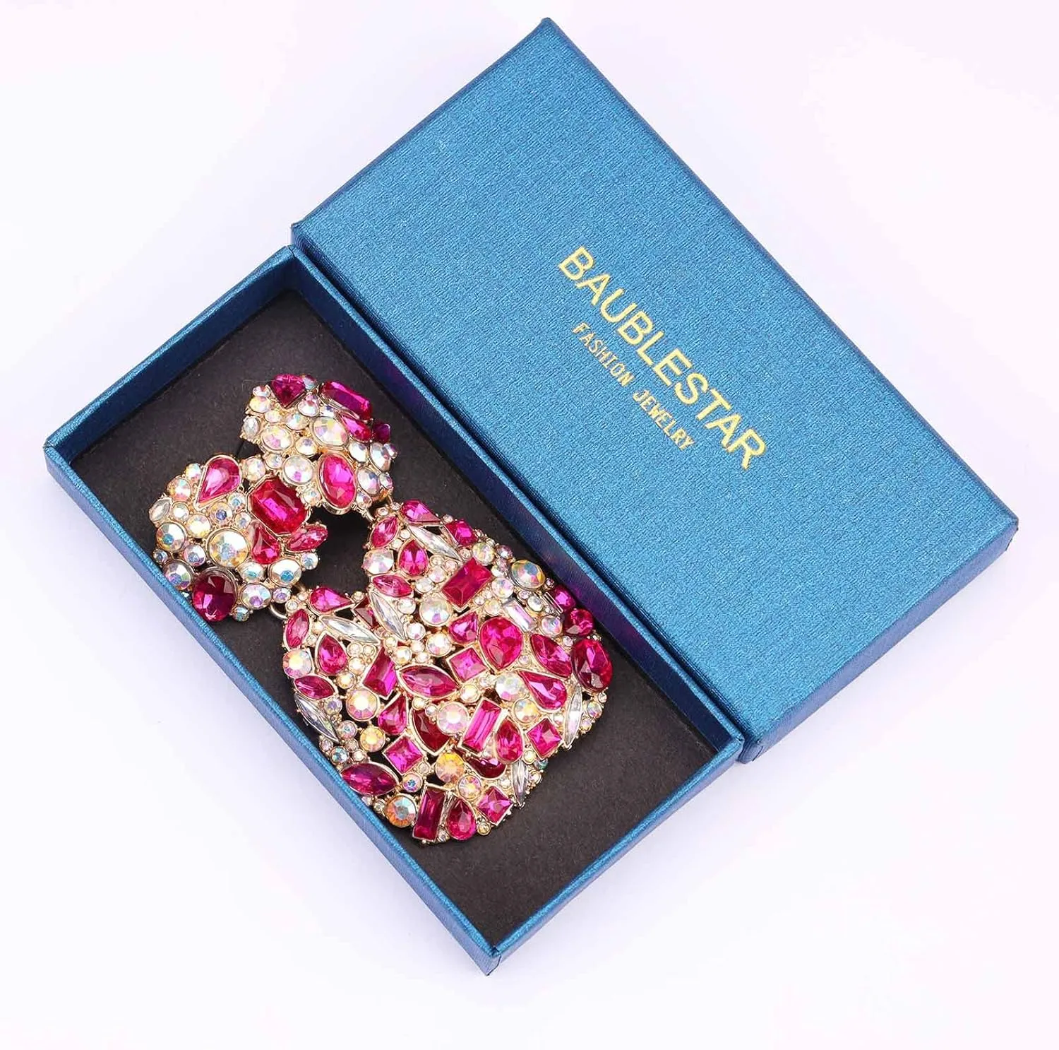 Rhinestone Teardrop Dangle Earrings with Round Studs Statement Drop Earrings Wedding Jewelry