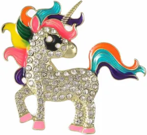 Rhinestone Unicorn Pony Brooches for Women Cute Cartoon Horse Animal Pin Jacket Coat Backpack Accessories Fashion Jewelry Gifts