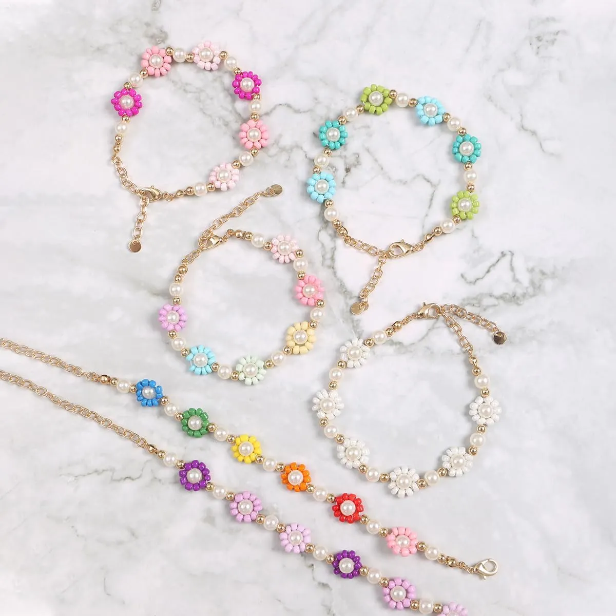 RIAH FASHION Bohemian Multi Strand Beads Bracelets - Layer Beaded Statement Stretch Charm Bangles