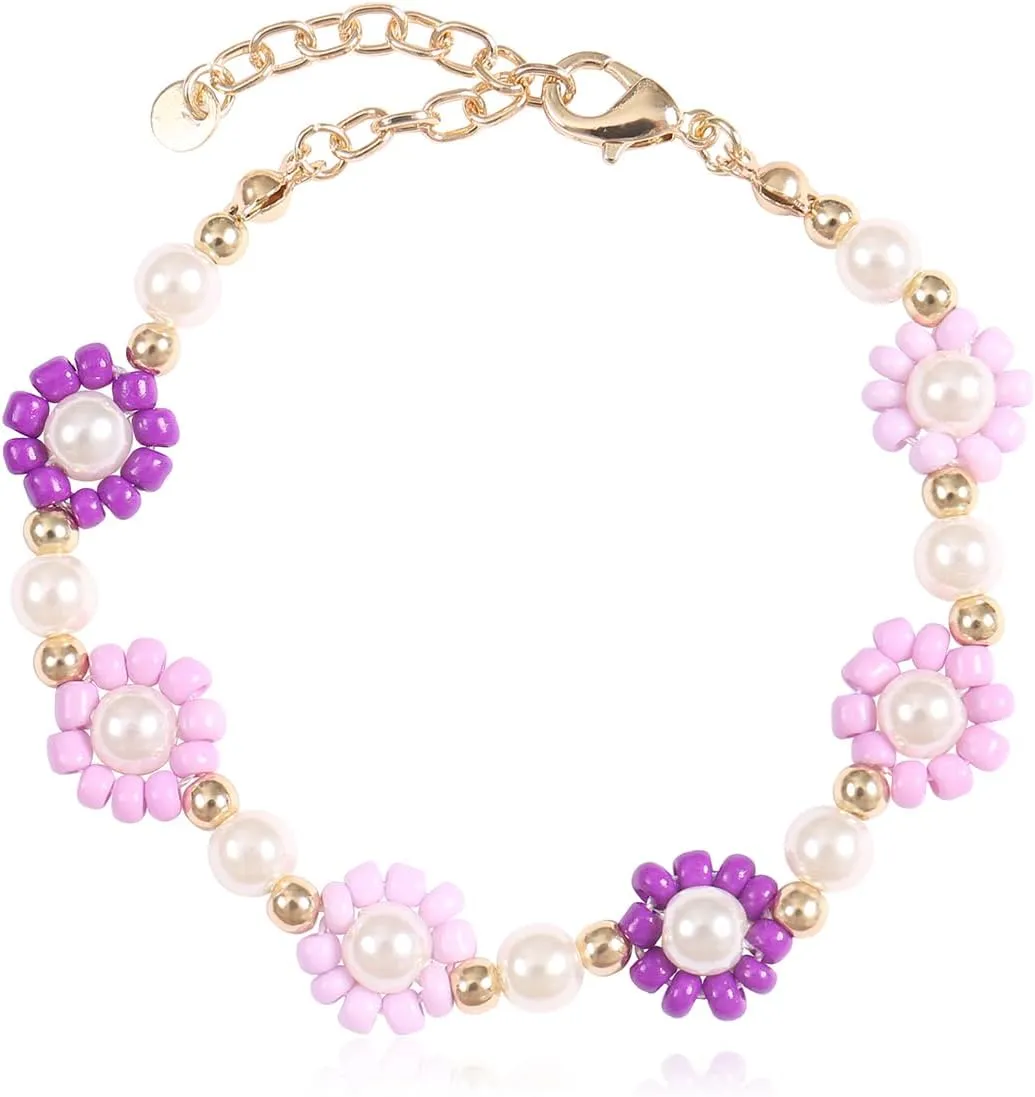 RIAH FASHION Bohemian Multi Strand Beads Bracelets - Layer Beaded Statement Stretch Charm Bangles