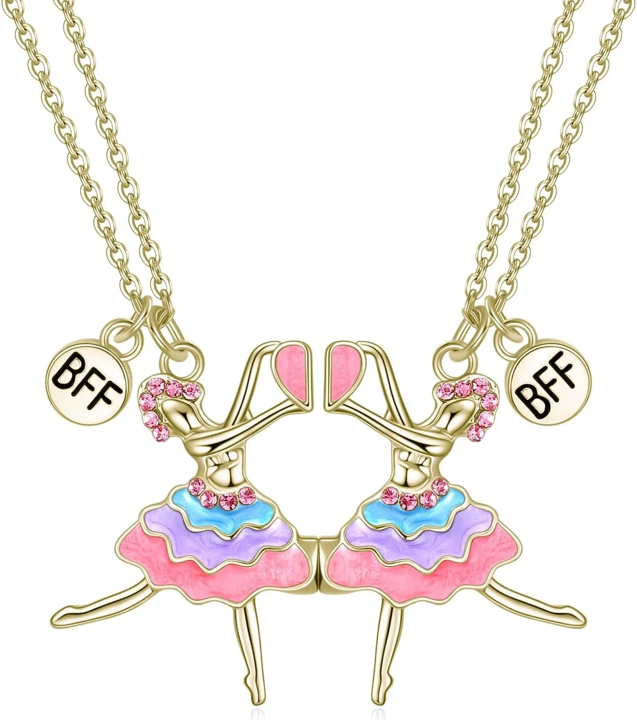 Rnivida Best Friend Necklace for Women-Matching Magnetic BFF Necklace Set in Colorful Design,Friends Gift for 2 Best Friends