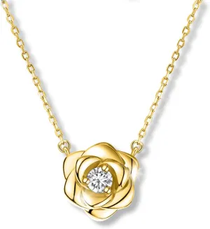 Rose Flower Necklace Gold Plated Sterling Silver Pendant Jewelry for Women, Hypoallergenic & Nickel Free
