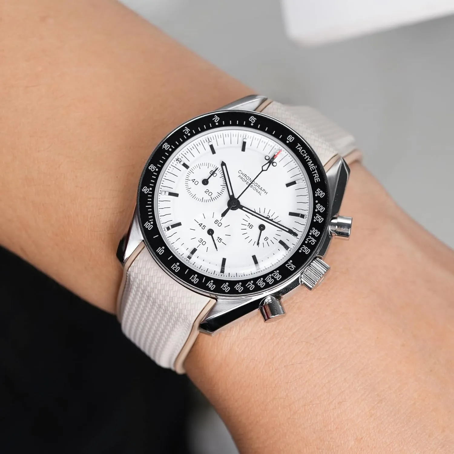 Rubber Bands for Moonswatch Watch, Curved End Rubber Strap Compatible with Omega X Swatch Moonswatch Speedmaster Diver and More 20mm Watch Replacement Band, Deployment Buckle Men Women