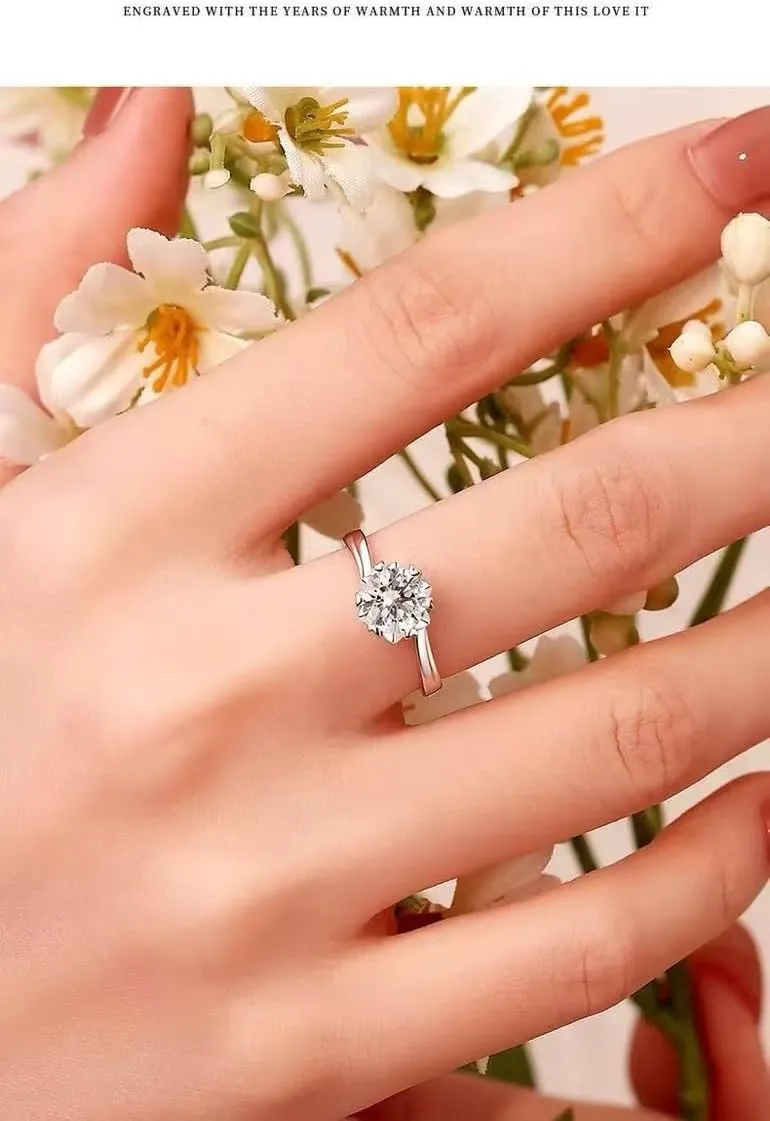 S925 Silver 1 Carat GRA Certified Jewelry Platinum Moissanite Snowflake Diamond Rings for Women with GRA Certificate diamonds Open Ring Adjustable Size