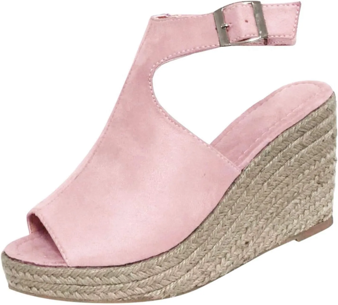 Sandals Women Women Braided Wedge Platform Sandals Fish Mouth Heels Casual Elastic Ankle Strap Dress Flats Slides