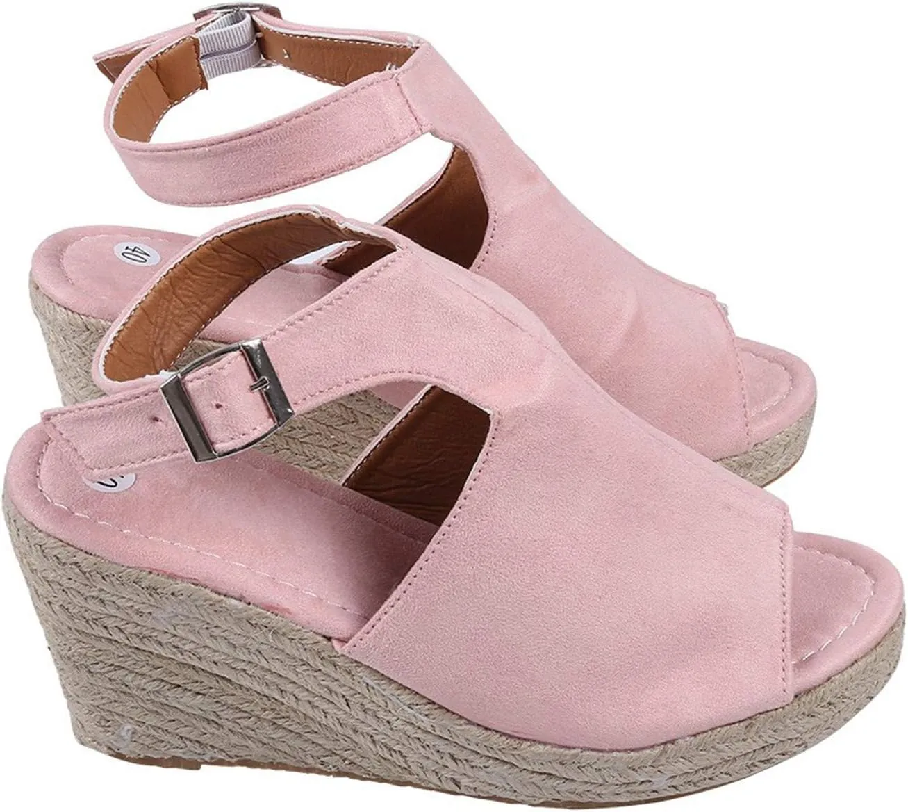 Sandals Women Women Braided Wedge Platform Sandals Fish Mouth Heels Casual Elastic Ankle Strap Dress Flats Slides