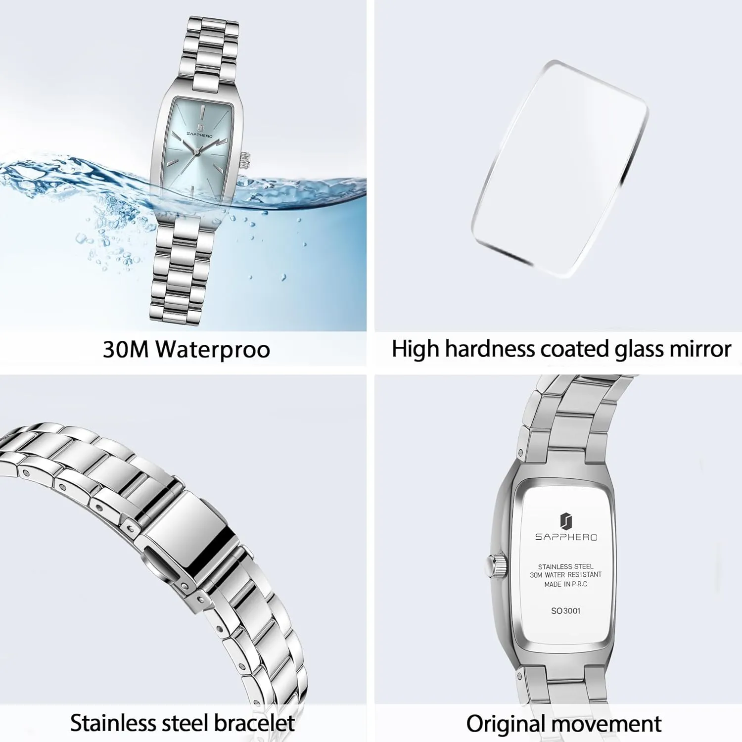 SAPPHERO Watches for Women Luxury Ladies Watches Women's Bracelet Watch Small Stainless Steel Analog 3ATM Waterproof Wrist Watch for Women