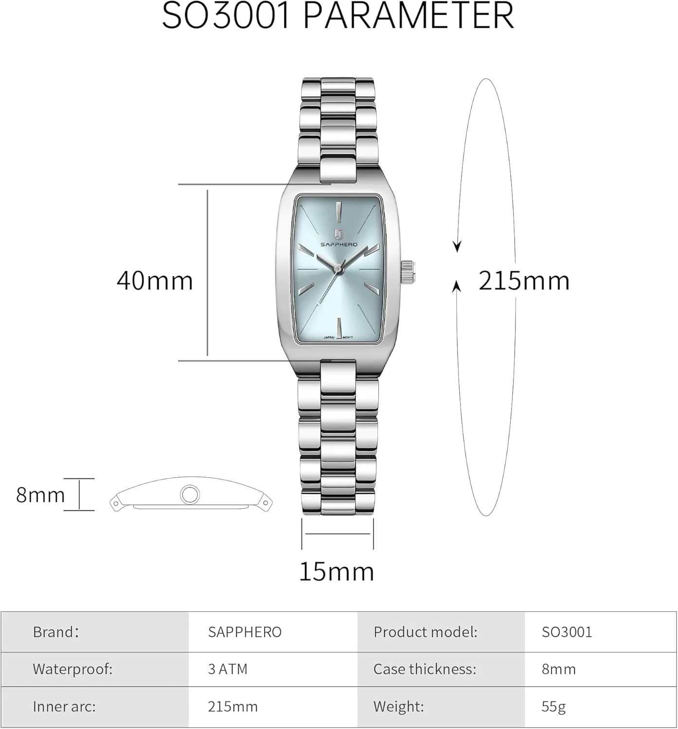 SAPPHERO Watches for Women Luxury Ladies Watches Women's Bracelet Watch Small Stainless Steel Analog 3ATM Waterproof Wrist Watch for Women