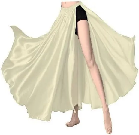 Satin Full Circle Skirt 1 Side Cut Belly Dancing skirt Long Maxi Satin Belly Dance Full Circle Skirt (One Size) S93