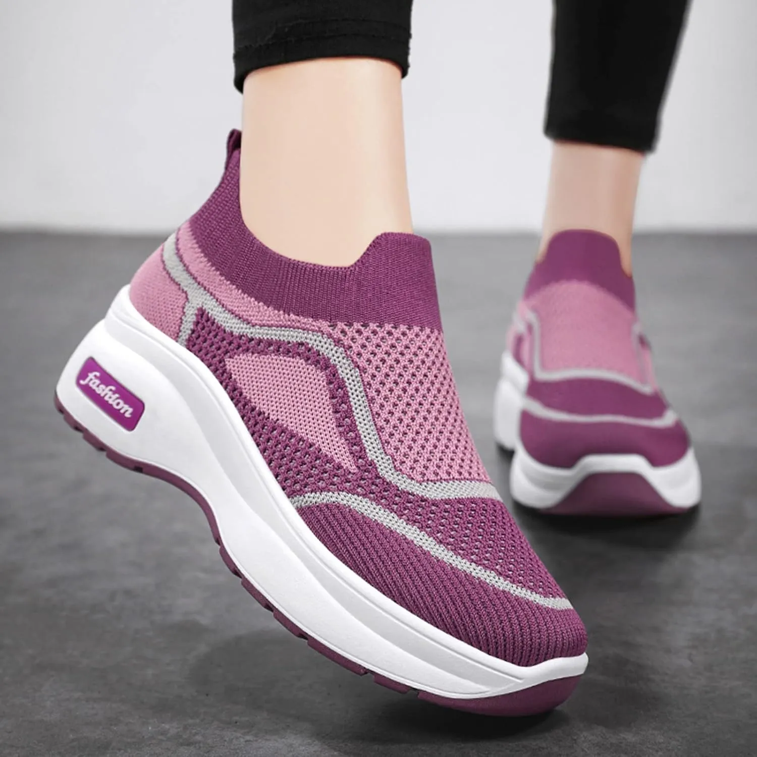 SBGMoSJ Womens Sneakers Size 6.5 Wide Fall Dress Shoes for Women 2023 Comfy Blue and White Gym Shoes Women Silver Platform Wedge Sneakers for Women Casual Slip On Shoes for Women 2023