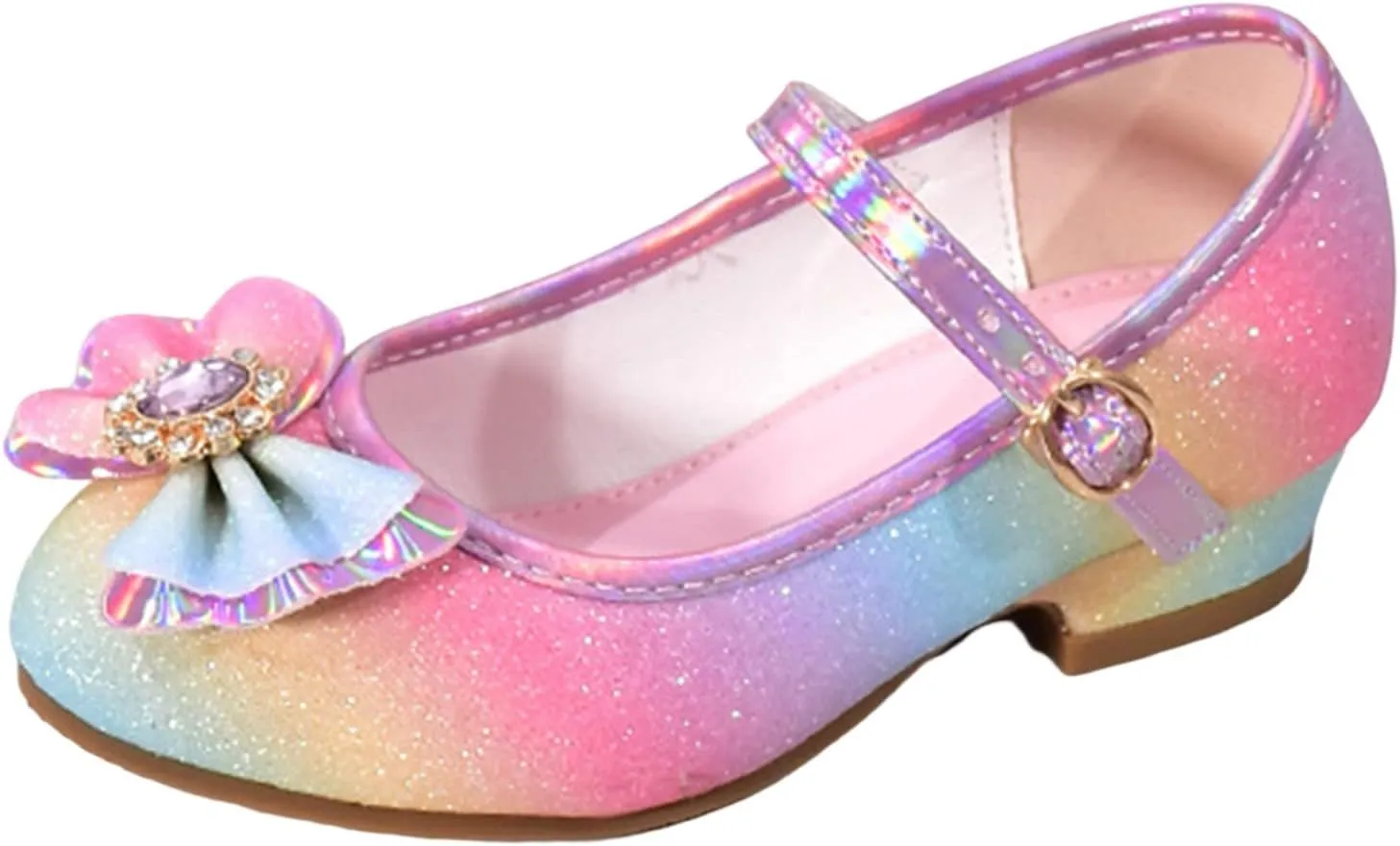 Sequins Bow High Heels Sandals For Girls Ankle Cr??b Dress Dance Shoes Little Kid Toddler Shoes Summer Strap