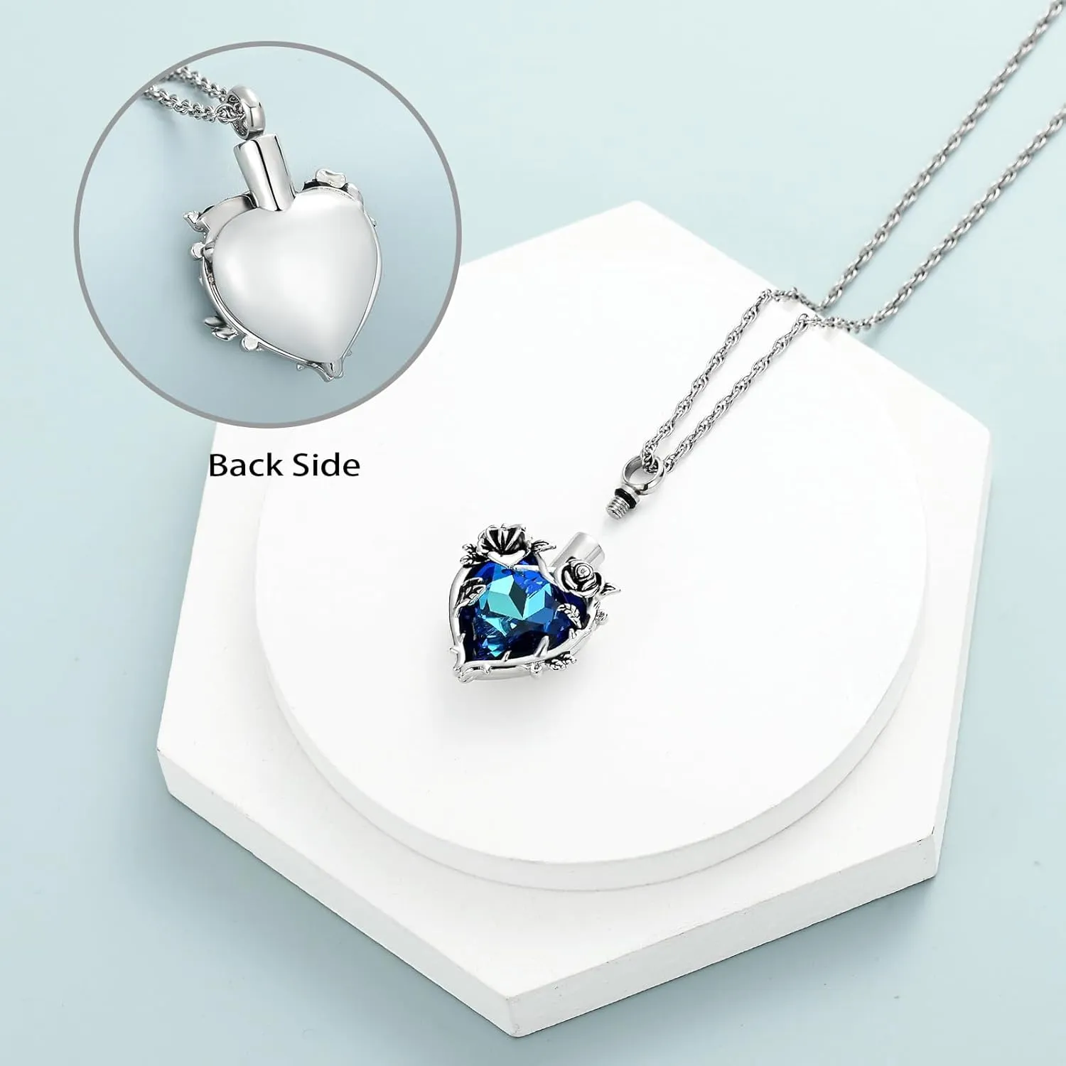 shajwo Cremation Jewelry Rose Flower Heart Urn Necklaces for Ashes for Women Memorial Human Ashes Pendant