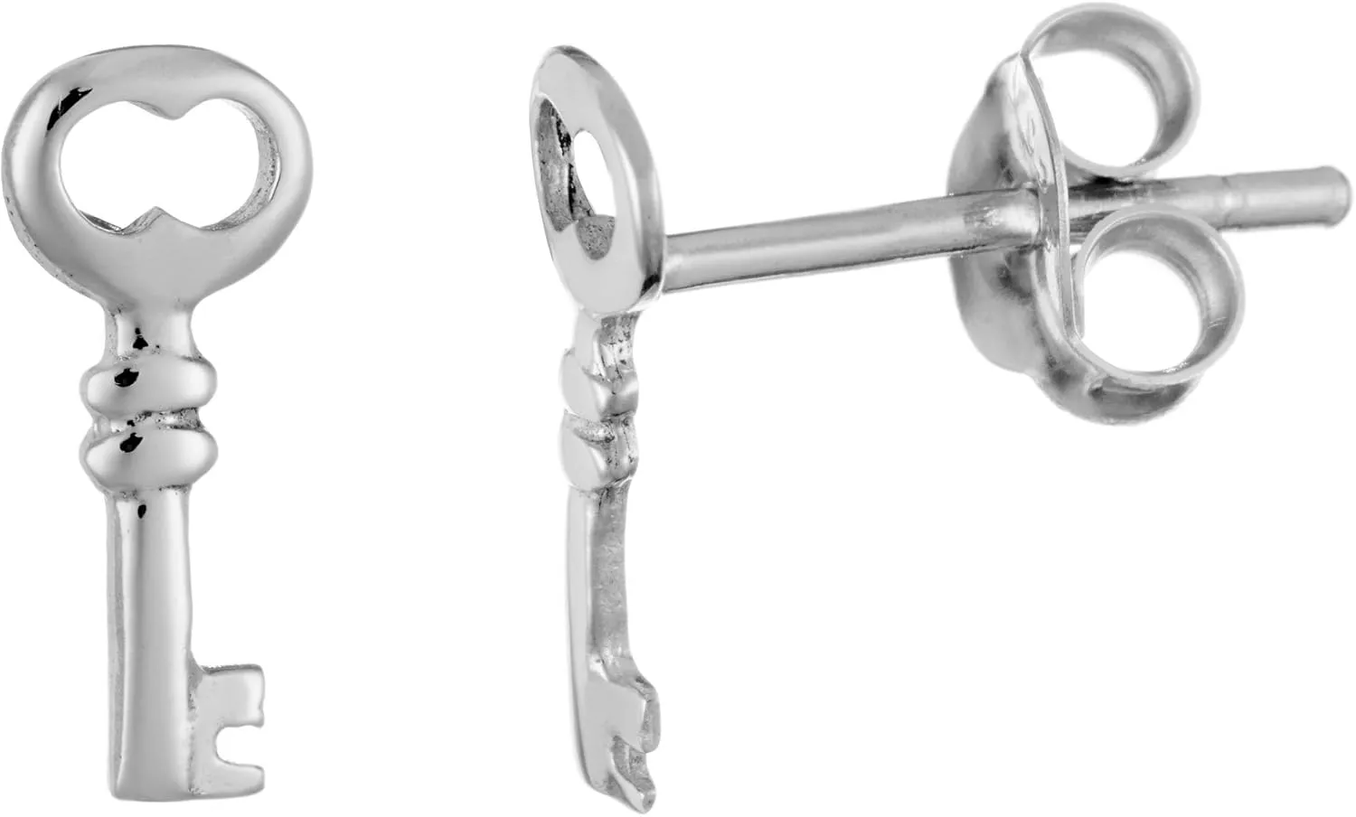 Silverly Women's 925 Sterling Silver 11 mm Small Mini Key Stud Earrings