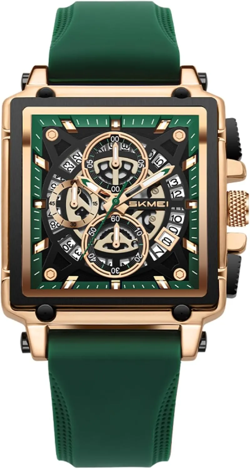 SKMEI Men's Analog Skeleton Watches with Chronograph Waterproof Stylish Dress Men Watches