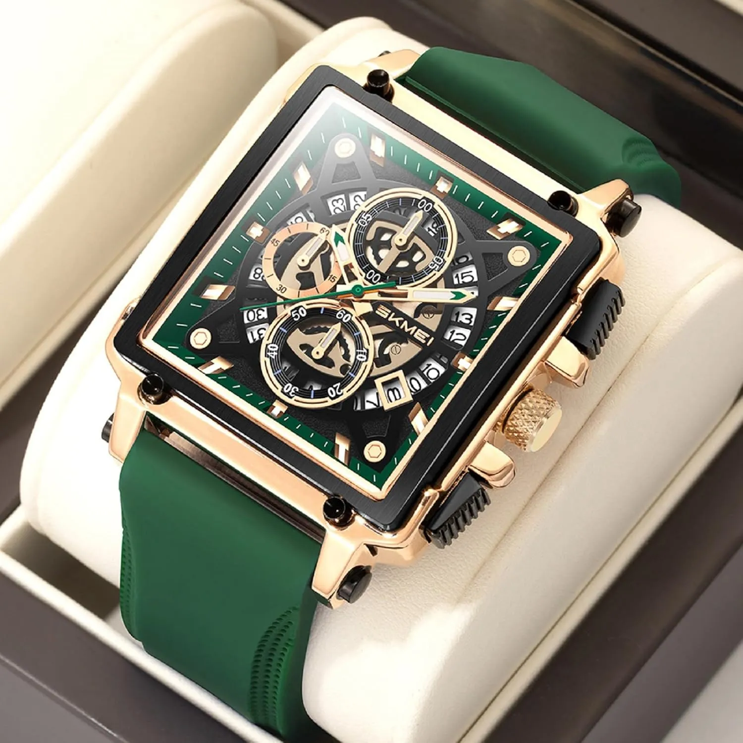 SKMEI Men's Analog Skeleton Watches with Chronograph Waterproof Stylish Dress Men Watches