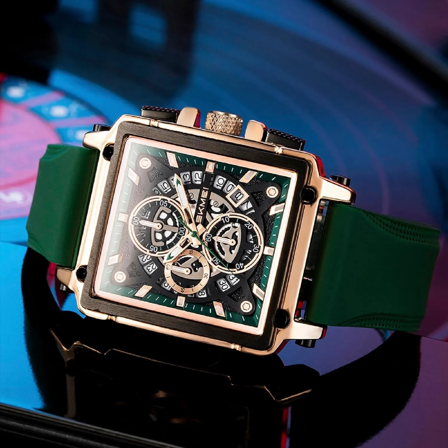 SKMEI Men's Analog Skeleton Watches with Chronograph Waterproof Stylish Dress Men Watches