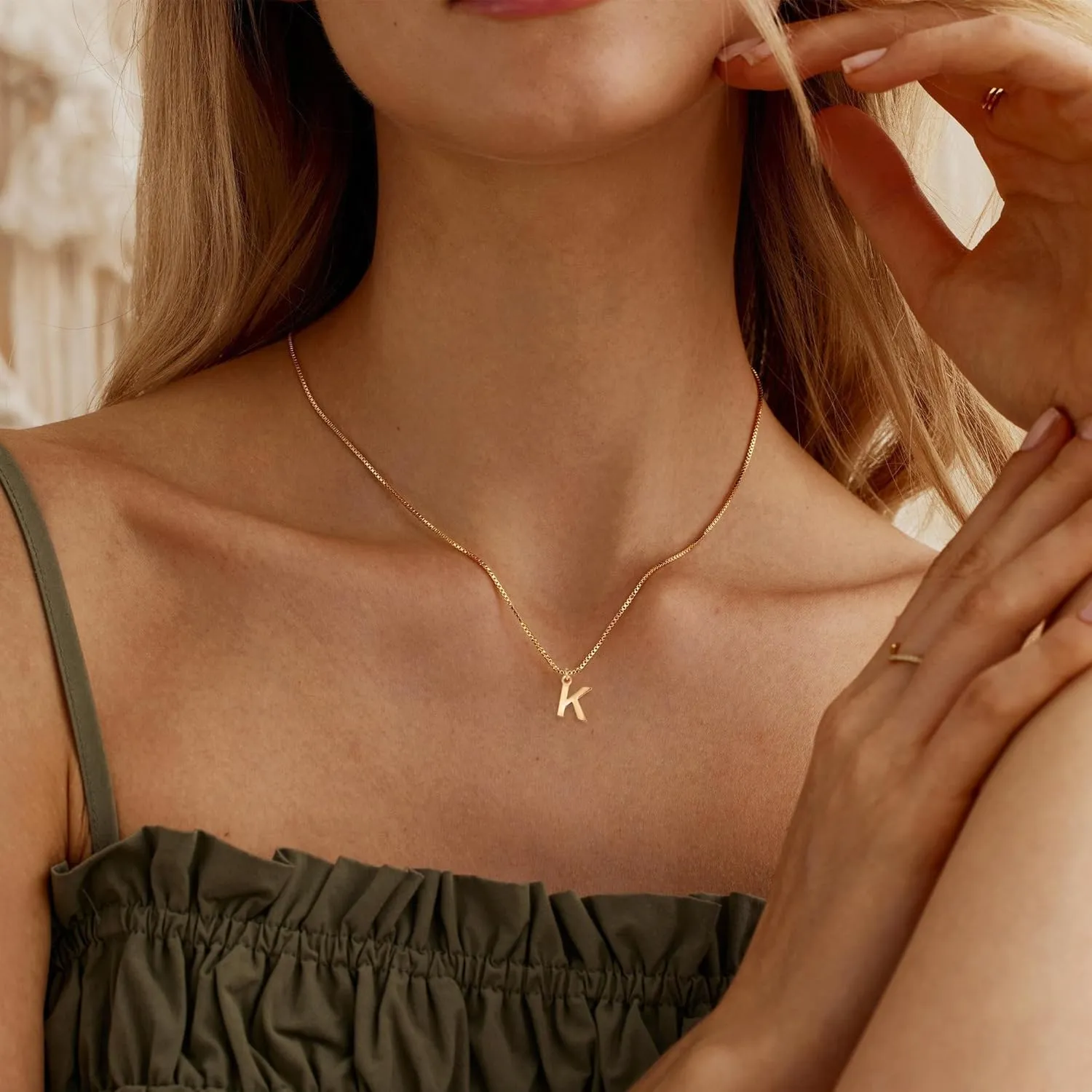 SLOONG Initial Necklaces for Women Teen Girls, 18K Gold Plated Necklace Dainty A - Z Pendant Personailzed Necklace Cute Initial Letter Necklace Gold Jewelry Gifts