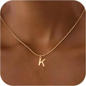 SLOONG Initial Necklaces for Women Teen Girls, 18K Gold Plated Necklace Dainty A - Z Pendant Personailzed Necklace Cute Initial Letter Necklace Gold Jewelry Gifts