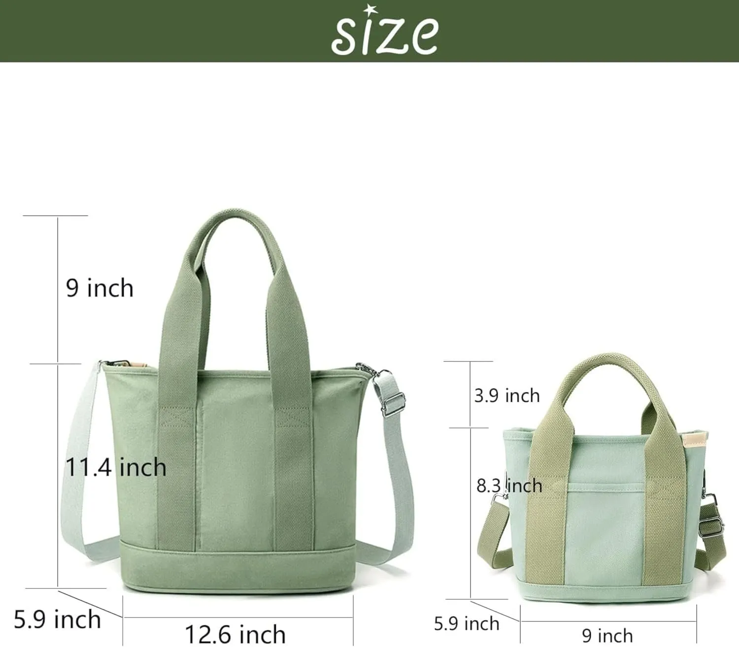 Small Tote Bag with Zipper Canvas Tote Bags Crossbody Bag with Compartments Shoulder Bag Satchel Hobo Bag Messenger Bag