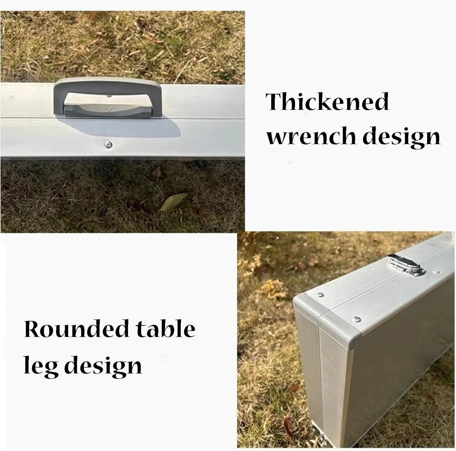 SOBOUR Folding Camping Table Square-Shaped Picnic Table Aluminum Alloy Camping Table Roll Up Desktop with Storage Bag for Outdoor, No Umbrella Hole