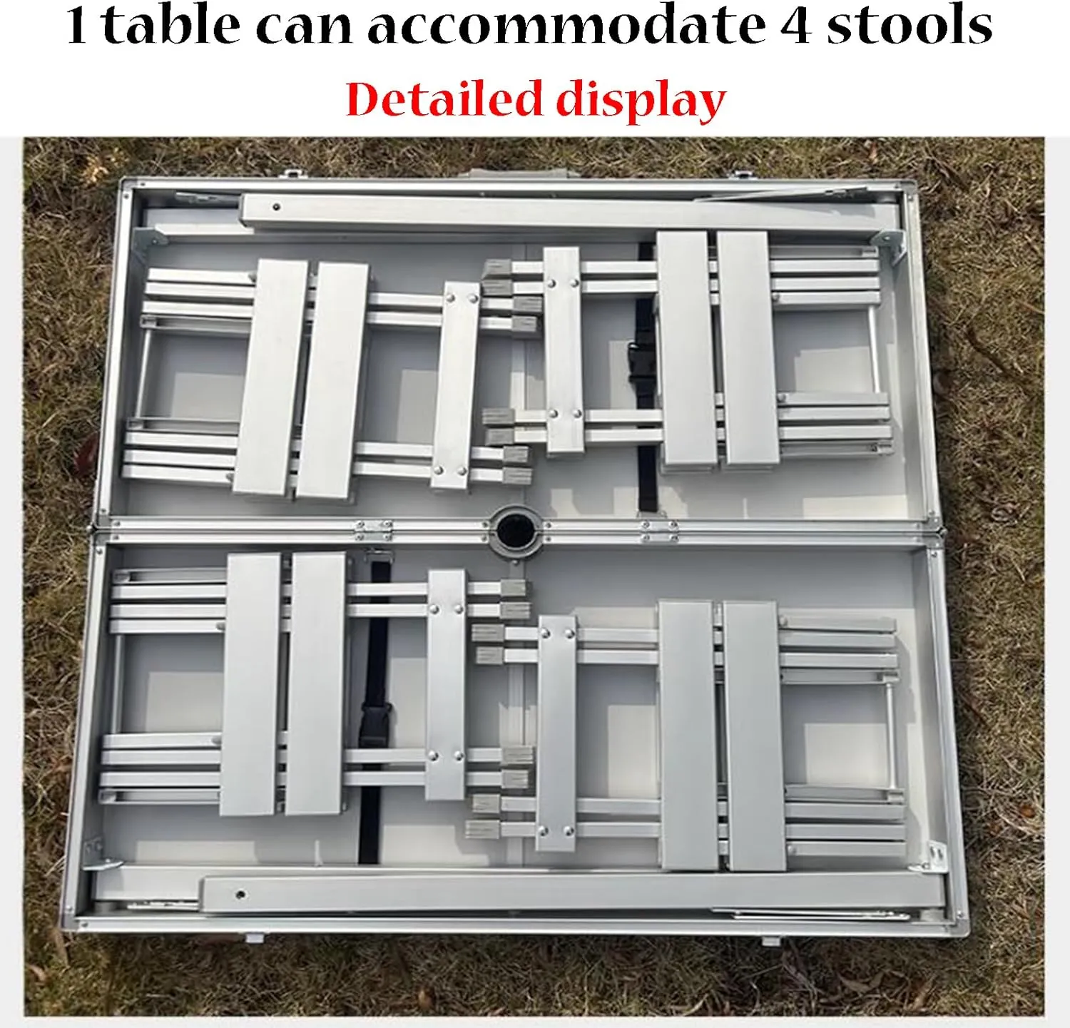SOBOUR Folding Camping Table Square-Shaped Picnic Table Aluminum Alloy Camping Table Roll Up Desktop with Storage Bag for Outdoor, No Umbrella Hole