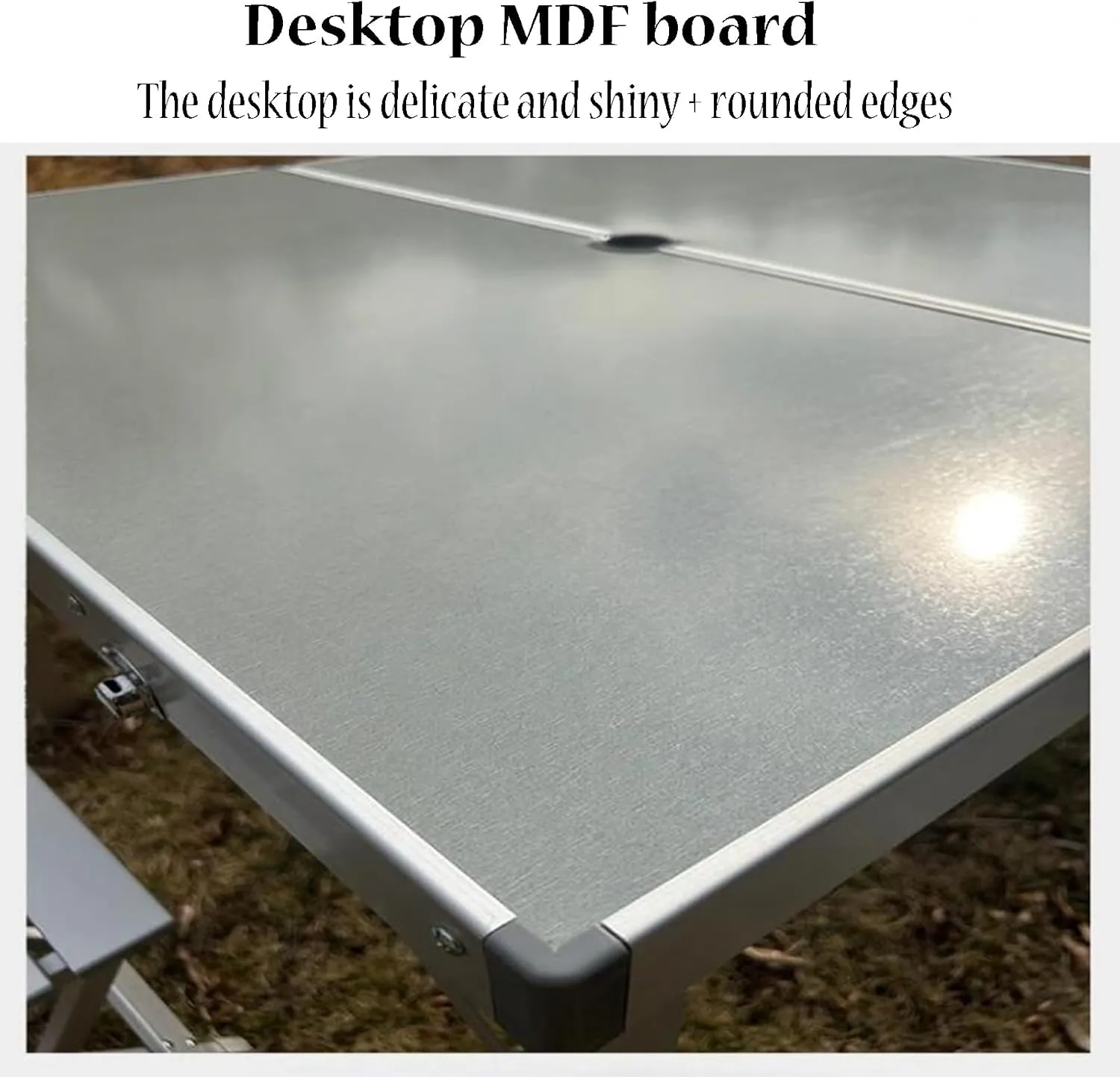SOBOUR Folding Camping Table Square-Shaped Picnic Table Aluminum Alloy Camping Table Roll Up Desktop with Storage Bag for Outdoor, No Umbrella Hole