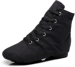 Soho Canvas Lace-up Dance Shoes Flat Practice Black Red Jazz Dancing Boots for Men Women