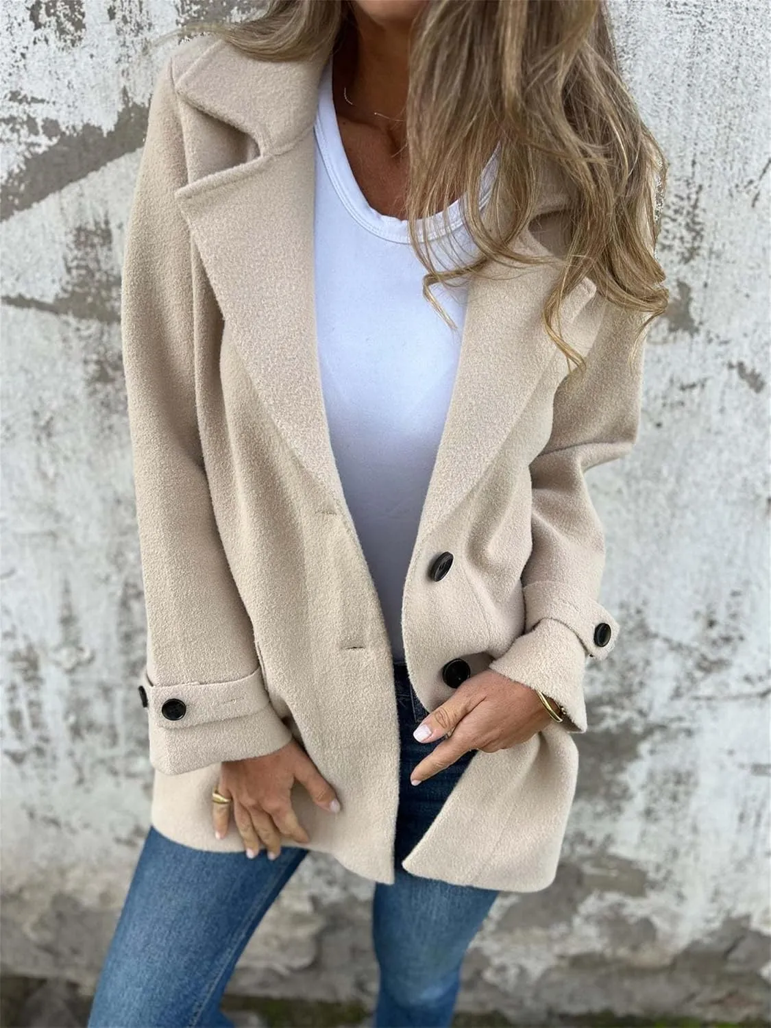 Solid Color Button Up Cardigan Trench Long Sleeve Solid Color Trench Coat Womens Single Breasted Trench Coat