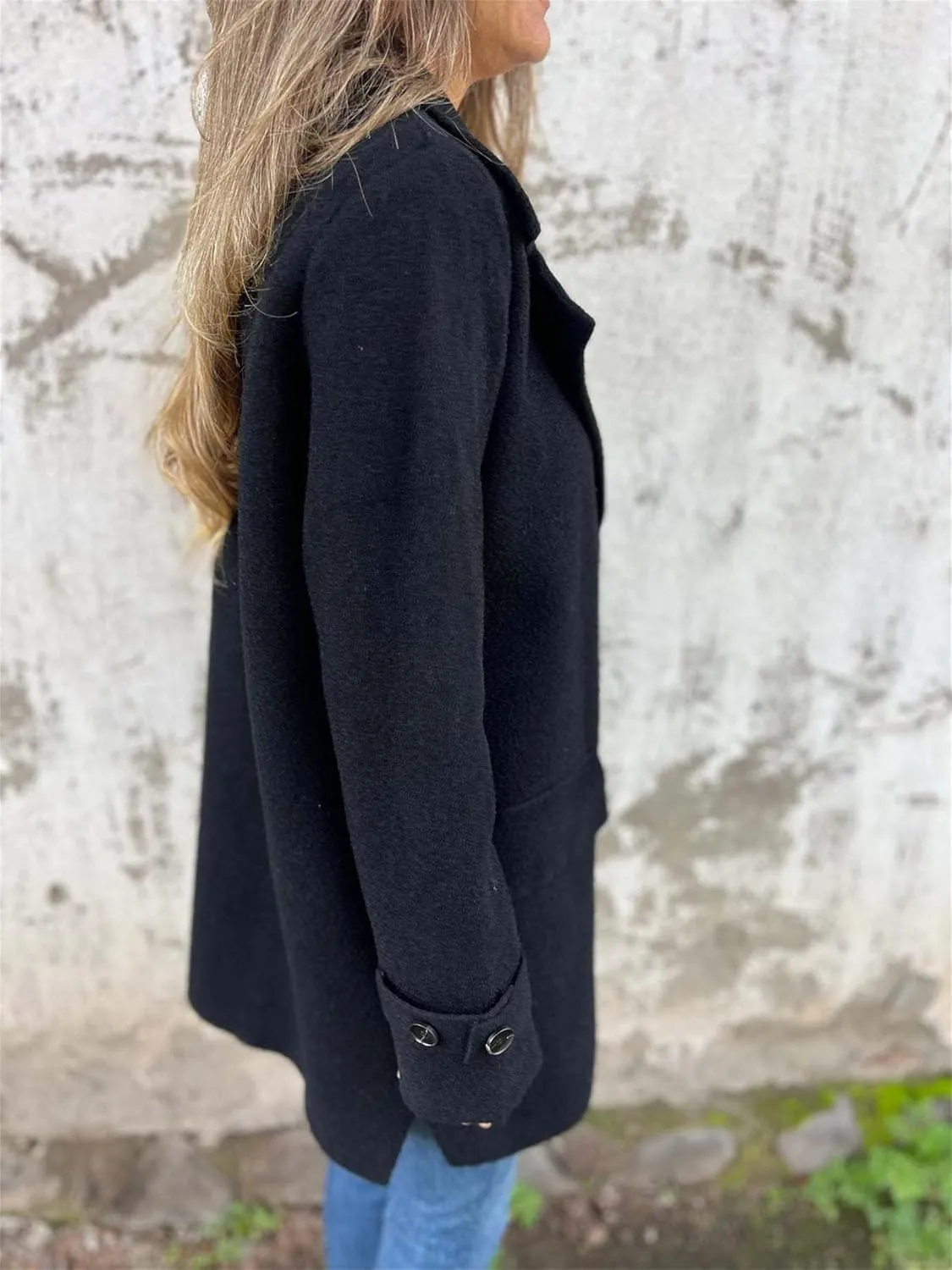 Solid Color Button Up Cardigan Trench Long Sleeve Solid Color Trench Coat Womens Single Breasted Trench Coat