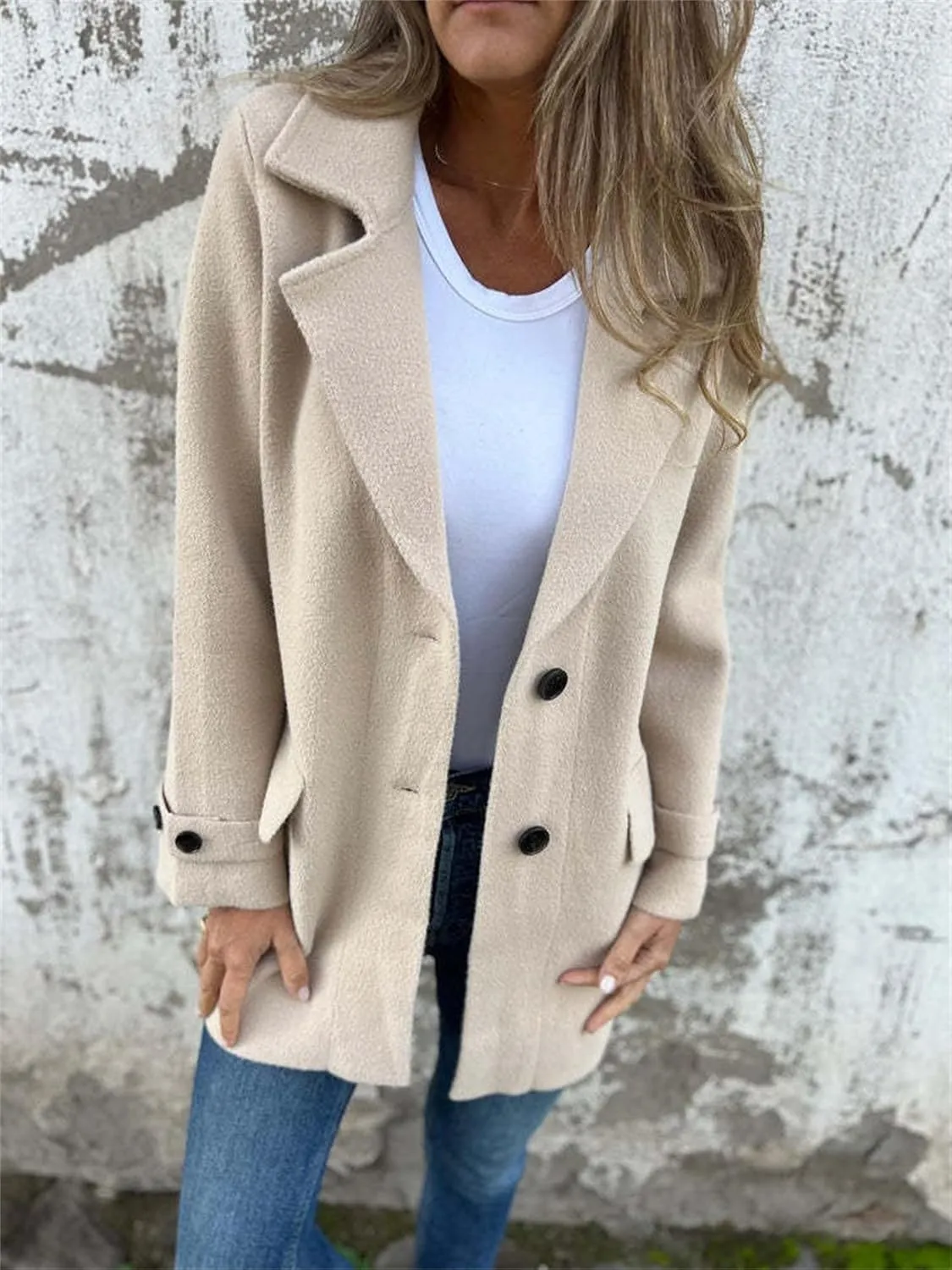 Solid Color Button Up Cardigan Trench Long Sleeve Solid Color Trench Coat Womens Single Breasted Trench Coat
