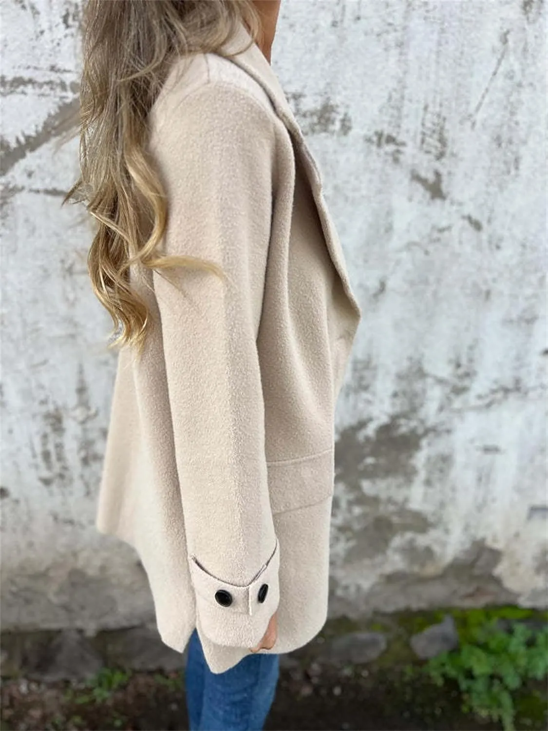 Solid Color Button Up Cardigan Trench Long Sleeve Solid Color Trench Coat Womens Single Breasted Trench Coat