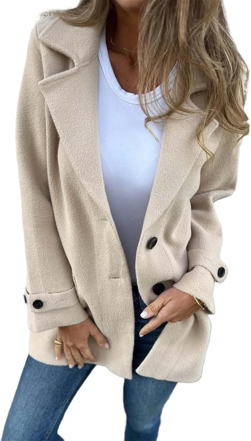 Solid Color Button Up Cardigan Trench Long Sleeve Solid Color Trench Coat Womens Single Breasted Trench Coat