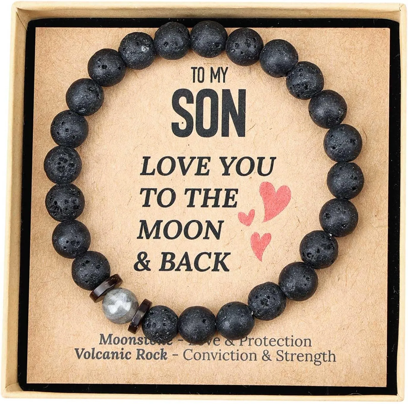 Son & Daughter Gifts - Moonstone Bracelet Gift Set with Handmade Love Card
