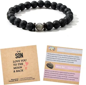 Son & Daughter Gifts - Moonstone Bracelet Gift Set with Handmade Love Card