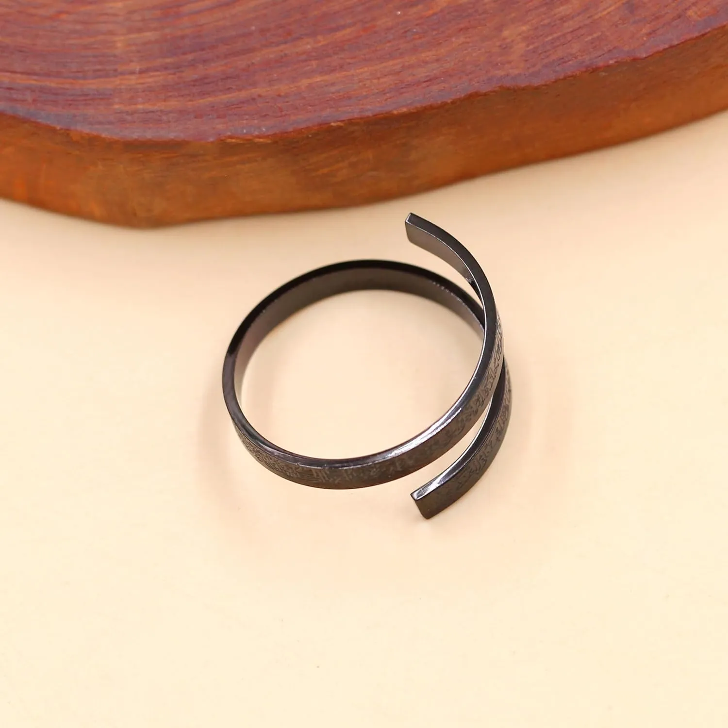 Stainless Steel Opened Adjustable Islamic Rings - 3mm Muslim Quran Scripture Wrap Ring for Women Men YA4978