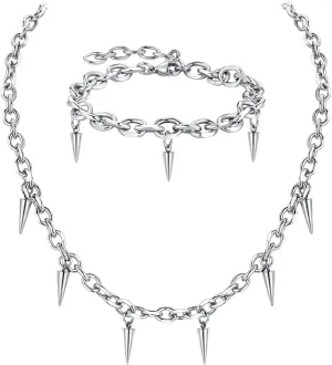 Stainless Steel Spike Goth Choker Rock Charm Necklace Paperclip Necklace Punk Jewelry Chain Necklace