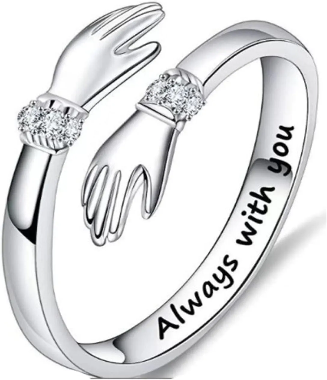 Sterling Silver Hug Ring for Women Teen Girls, Adjustable Ring Jewelry Mothers Day Birthday Gifts for Daughters Sister Wife