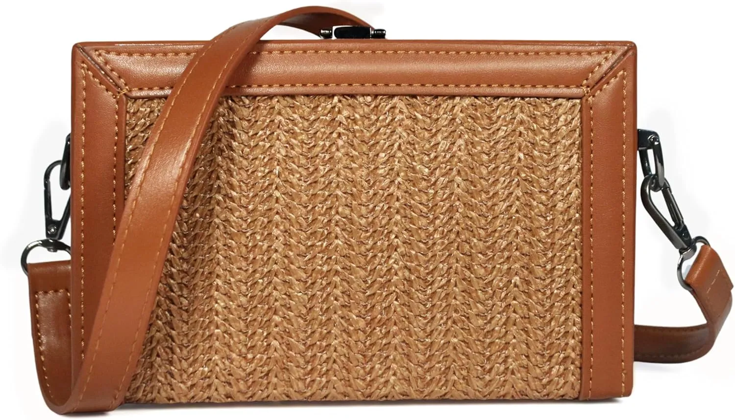 Straw Crossbody Bags for Women, Summer Straw Purse Square Box Shoulder Clutch Bag for Vacation