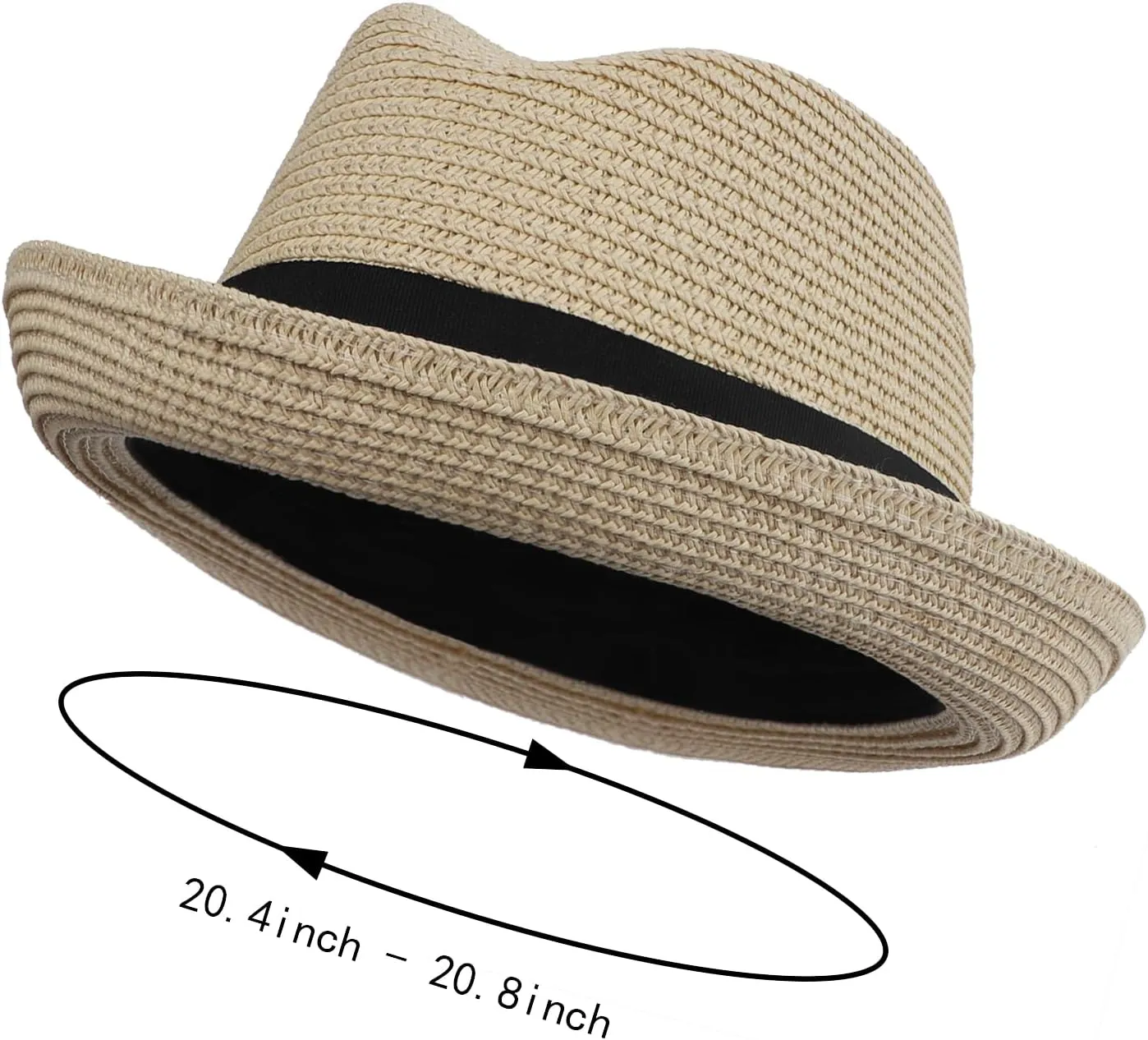 Straw Fedora Hat for Kids, Boys Girls Packable Straw Panama Trilby Derby Hat Children's Sun Protection Beach Cap