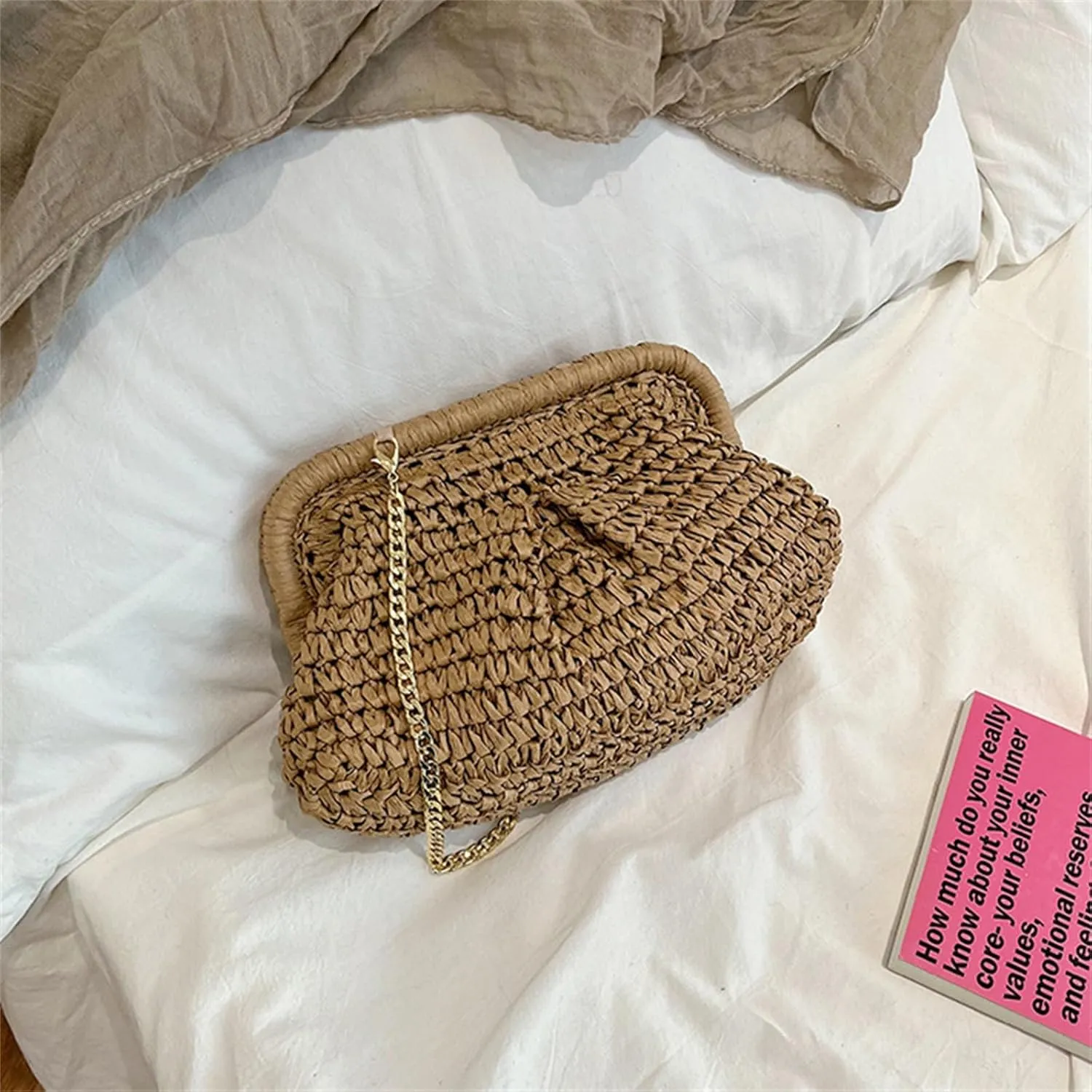Straw Shoulder Bag for Women Handmade Hobo Bags Casual Crossbody Bag Woven Handbags Purse for Summer Travel Beach Bag