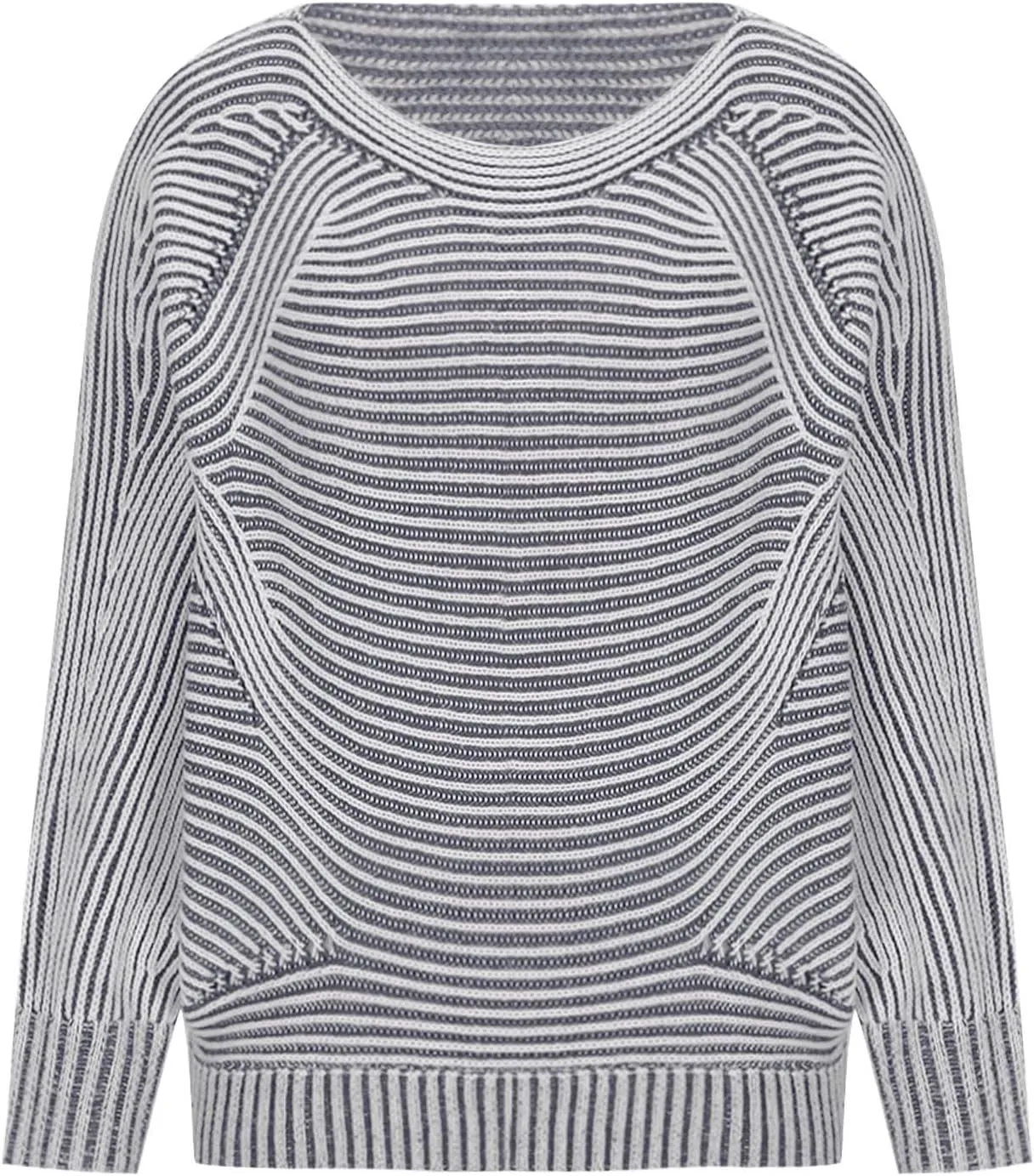 Striped Ribbed Knit Pullover Sweaters for Women Oversize Long Sleeves Loose Casual Sweater Winter Knitted Tops