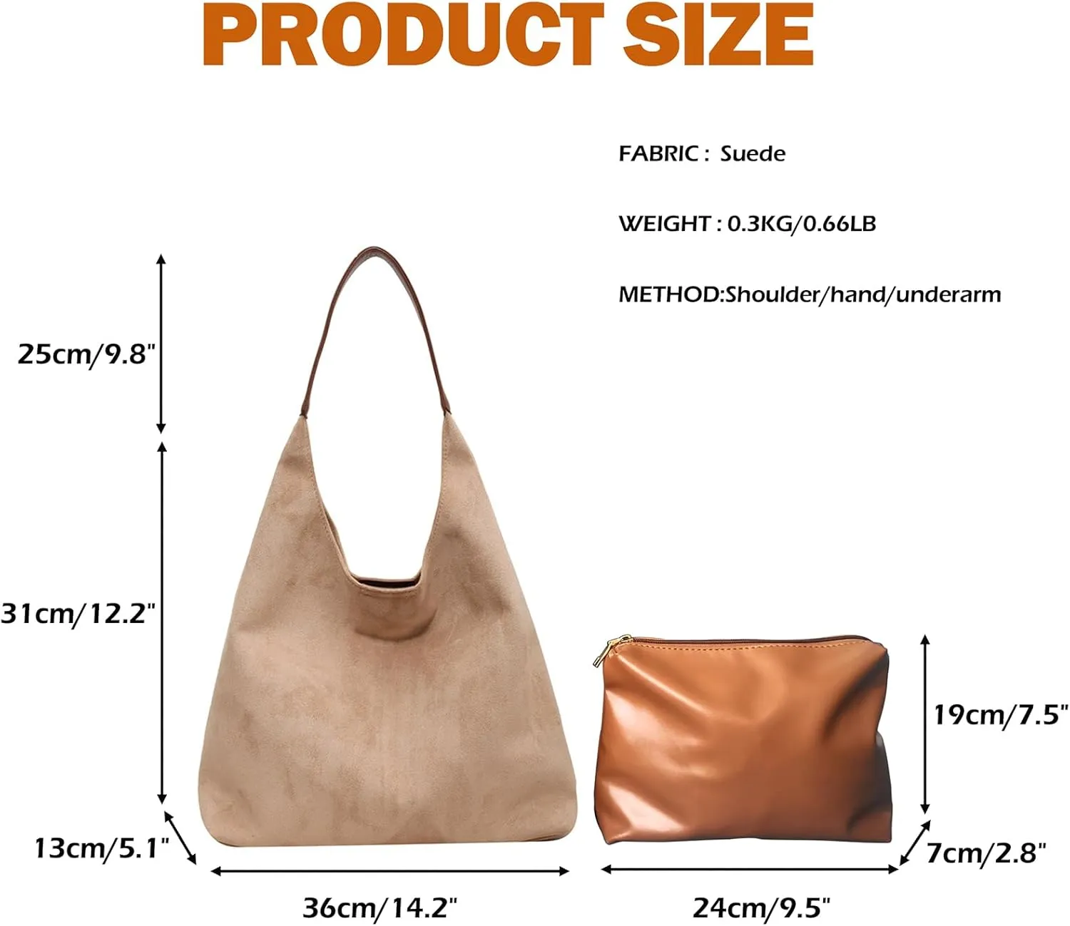Suede Bag for Women Brown Suede Bag Large Suede Handbags Leisure Suede Hobo Bag for Work Travel Shopping